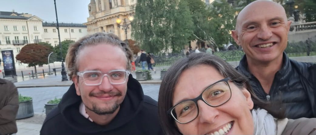 Erasmus+ participants and their teacher in the centre of Warsaw